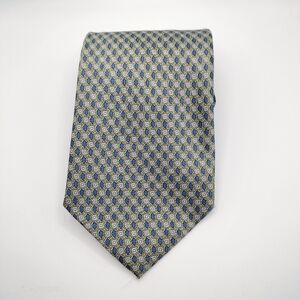 Luigi Valentino Silk Necktie Blue and Gray Geometric Circle Men's Tie Formal